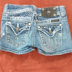 Miss Me Embellished Blue Jean Shorts Size 25 Micro Shorts